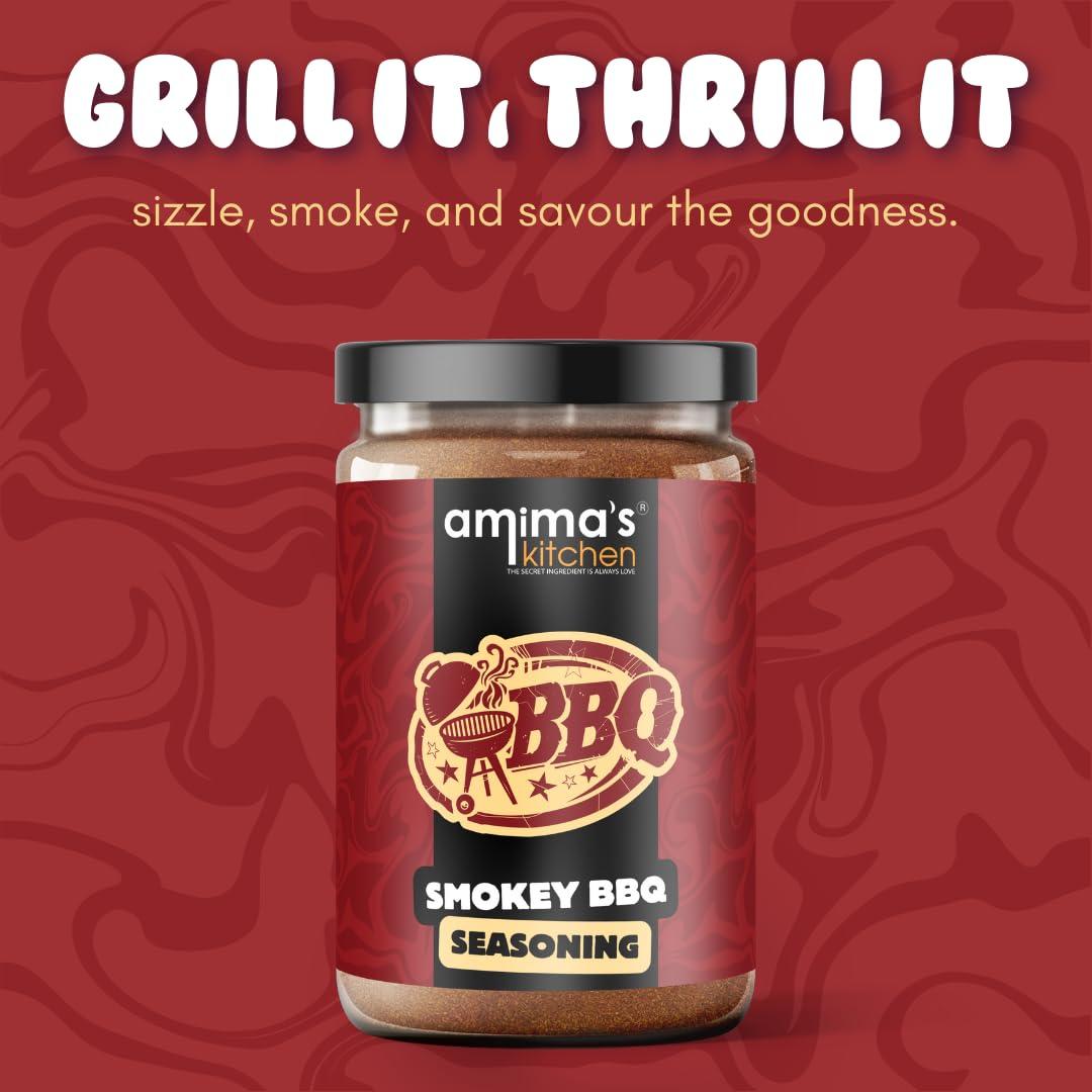 amima's kitchen Amima’s Kitchen Smokey BBQ Seasoning | Barbeque Seasoning | Used in French Fries, Stuffed Bites, Grilled veggies, Sandwiches, Pizza | 100g | No Synthetic Color & Flavour