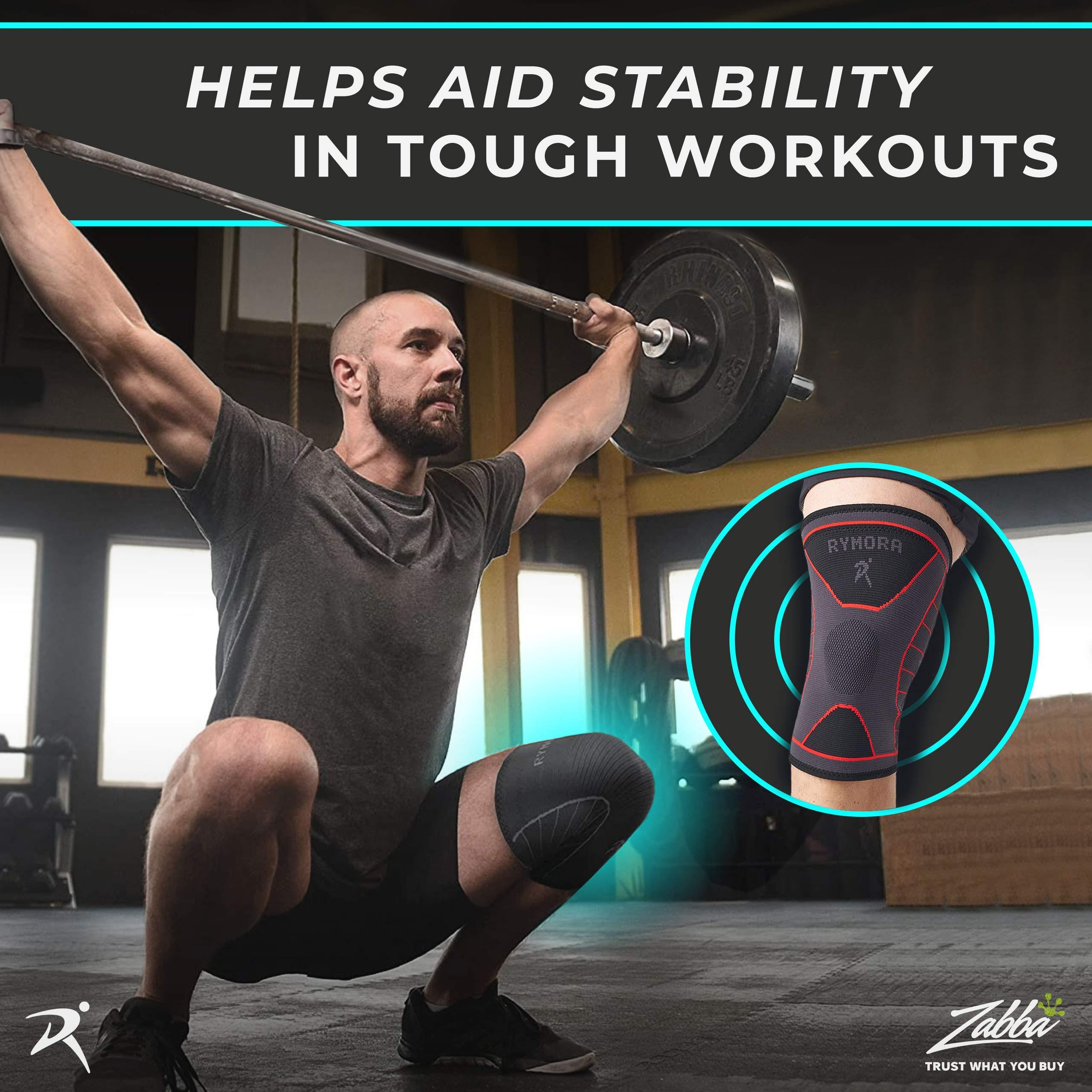 Rymora Rymora Knee Brace for Men - Knee Sleeve Compression Knee Brace for Women - Knee Support for Running Pain Relief Arthritis ACL MCL Compression Sleeve