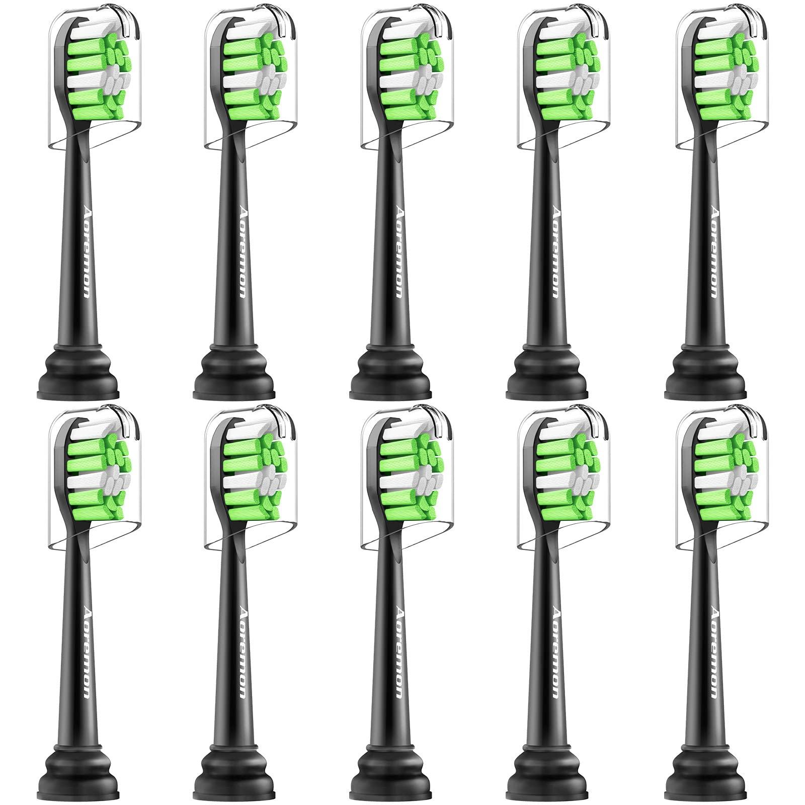 Aoremon Aoremon Replacement Toothbrush Heads for Philips Sonicare Diamondclean HX6062/95 Black, 10 Pack
