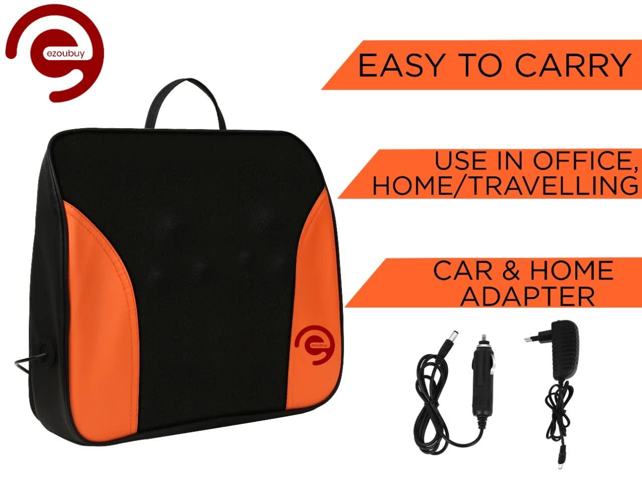 ezoubuy ezoubuy Shiatsu Back Cushion Massager with Rolling Massage Heads | For home, office, car | With Car adapter & electric adapter inclusive | Soft & Breathable Design | Free Wire Extension