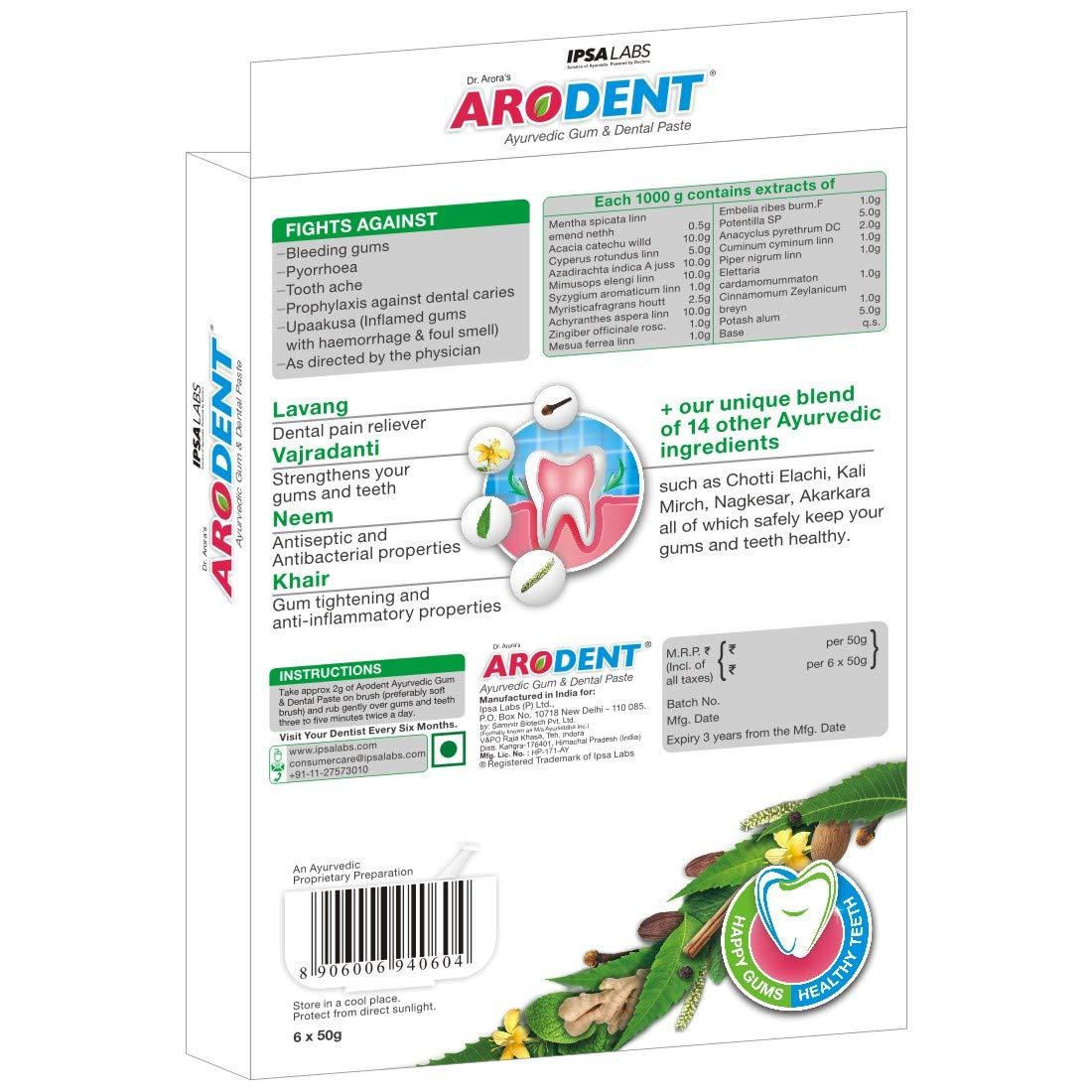 Arodent Arodent gum & dental paste- 50gm *6 (pack of-6)