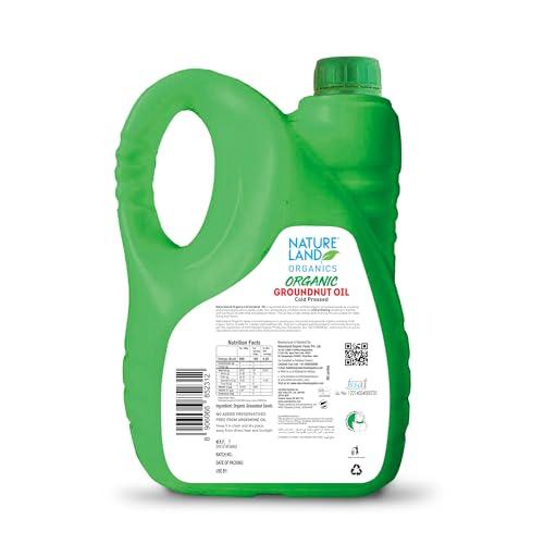 NATURELAND ORGANICS Natureland Organics Groundnut/Peanut Oil 5 Ltr. - Cold Pressed Organic Healthy Oils