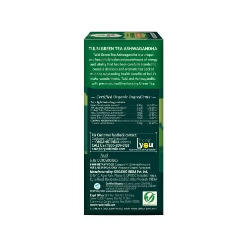 Organic India_ARIPL Organic India Tulsi Green Tea Ashwagandha - 25 Tea Bag (Pack of 1)
