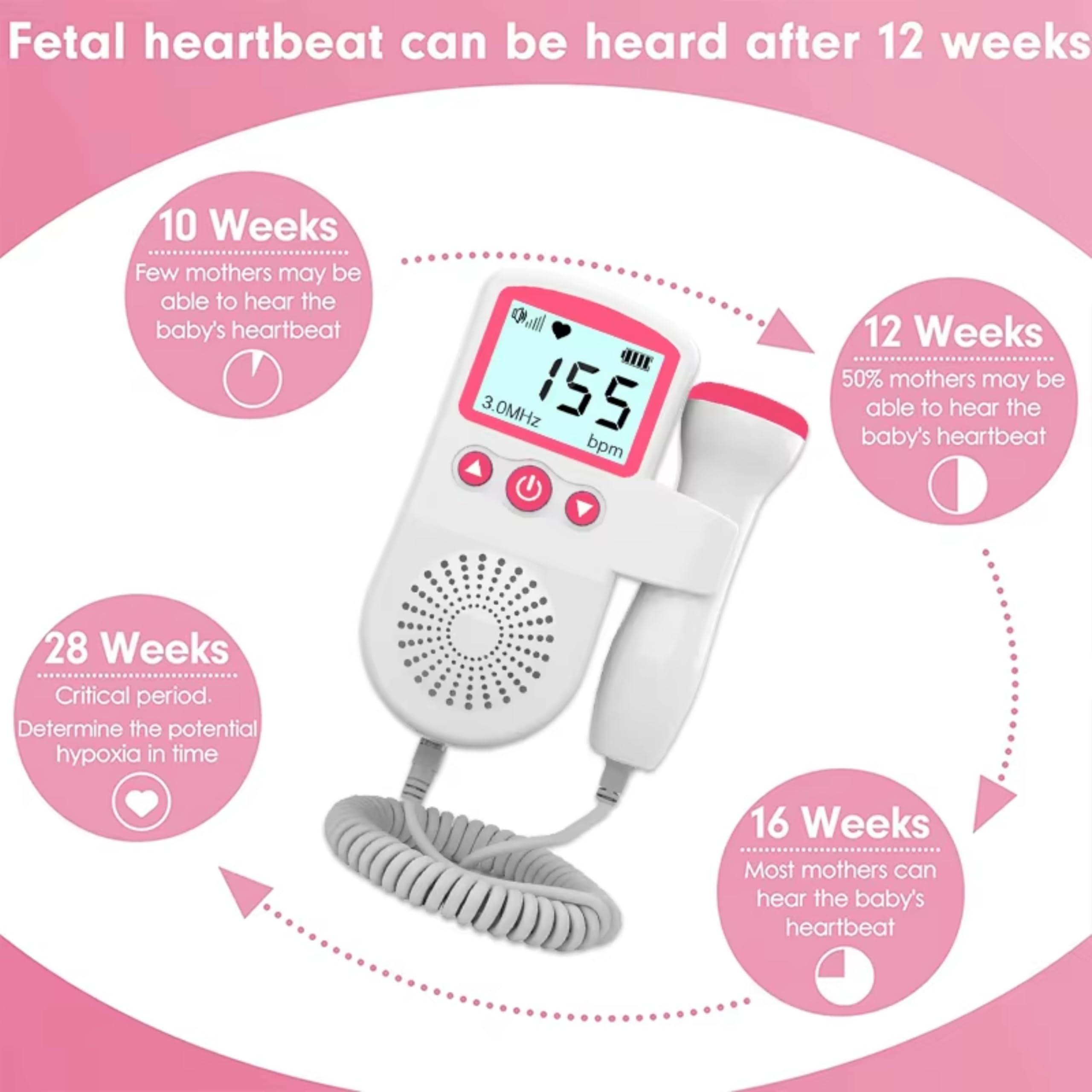 BALSON Balson Portable Rechageable Digital Mini Fetal Doppler Baby Heart Monitor Ultra Sound Device for Preganancy with Inbuild Speaker, Large Display Size, 250ml Ultra Sound Gel (Pink, 1 Piece)