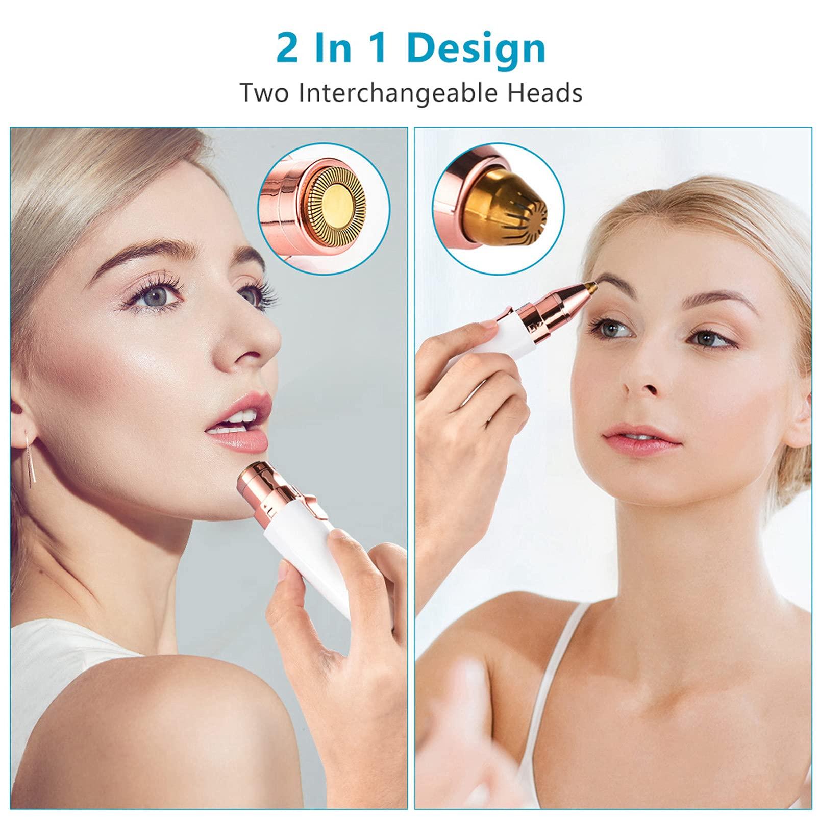 Cleanfly Cleanfly Facial Hair Remover Women, Rechargeable 2-1 Eyebrow Trimmer Razor Portable Painless Electric Lady Shaver For Body Face Beard Eyebrows Ear Nose Lips Chin Female Hair Removal