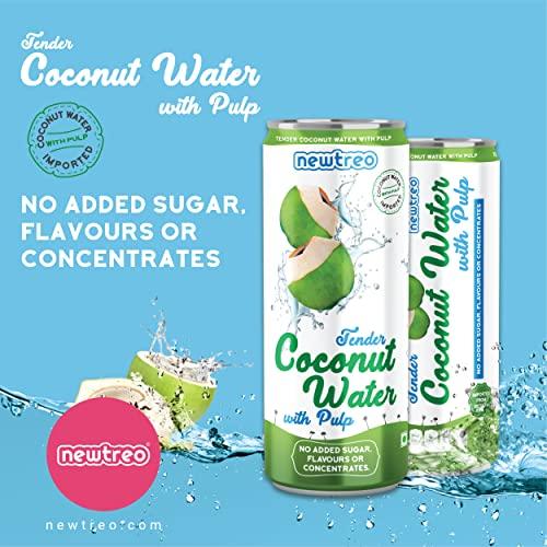 Newtreo Newtreo Tender Coconut Water with Pulp | 100% Coconut Water | No Added Sugar or Flavours | Not from Concentrate | Imported from Vietnam | 12 x 250ml cans