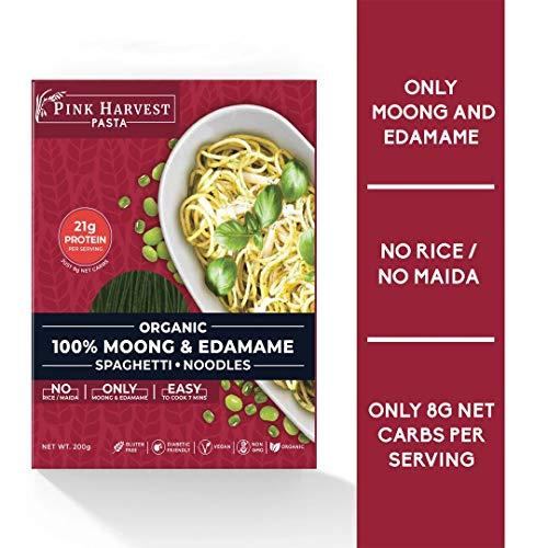 Pink Harvest Farms Pink Harvest Farms Moong & Edamame Spaghetti Noodles | No Rice - No Maida | Vegan | Gluten Free | High Protein | 3 x 200gm Pack