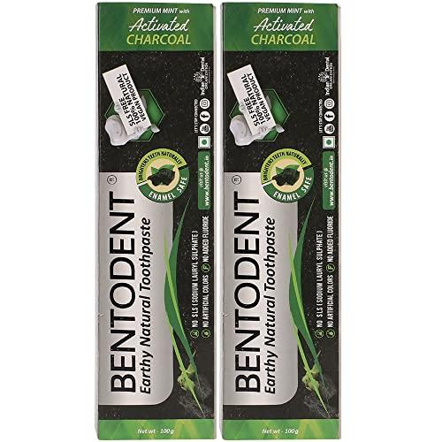 BENTODENT TOOTHPASTE Bentodent toothpaste - Teeth Whitening Products | Activated Charcoal Mint Teeth Whitening Toothpaste | Enamel Safe, Natural | Foam free, Fluoride Free - (Pack of 2 Teeth Whitening Products)
