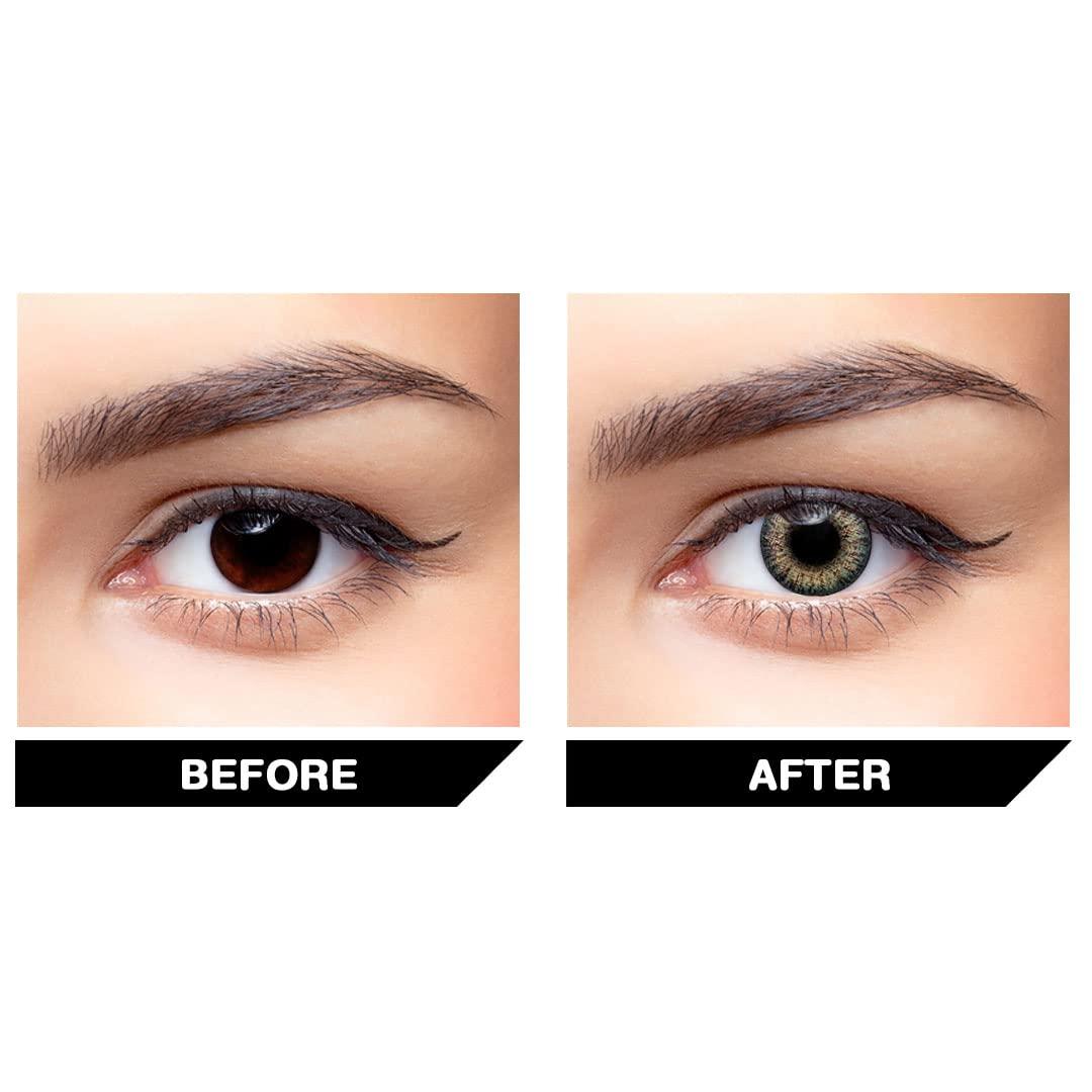 Generic Aryan Super Premium Monthly Disposable Color Contact lens most safest enthralling cosmetic lens for Men and Women 2 Pcs - Jade Green (-0.00 Plano)