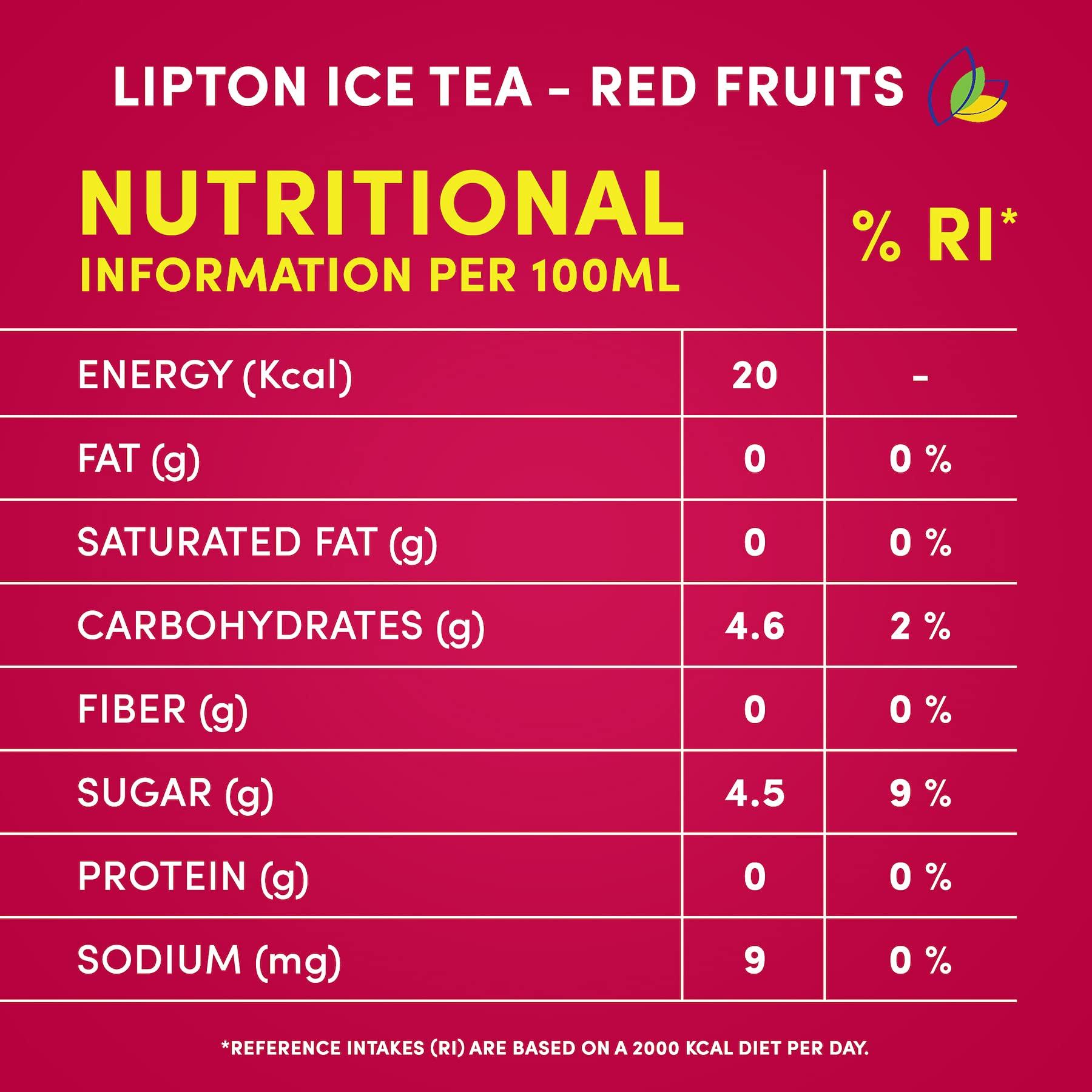 Lipton Lipton Red Fruits Ice Tea Drink, 320 ml, 6 Pack, Red & Yellow (816)