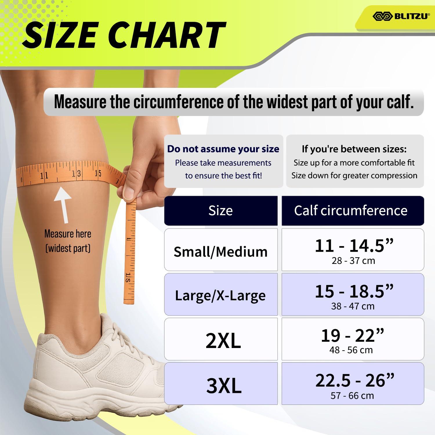 BLITZU BLITZU Calf Compression Sleeves For Women & Men Leg Compression Socks for Runners, Shin Splint, Recovery from Injury & Pain Relief Great for Running, Maternity, Travel, Nurses (Gray, XX-Large)