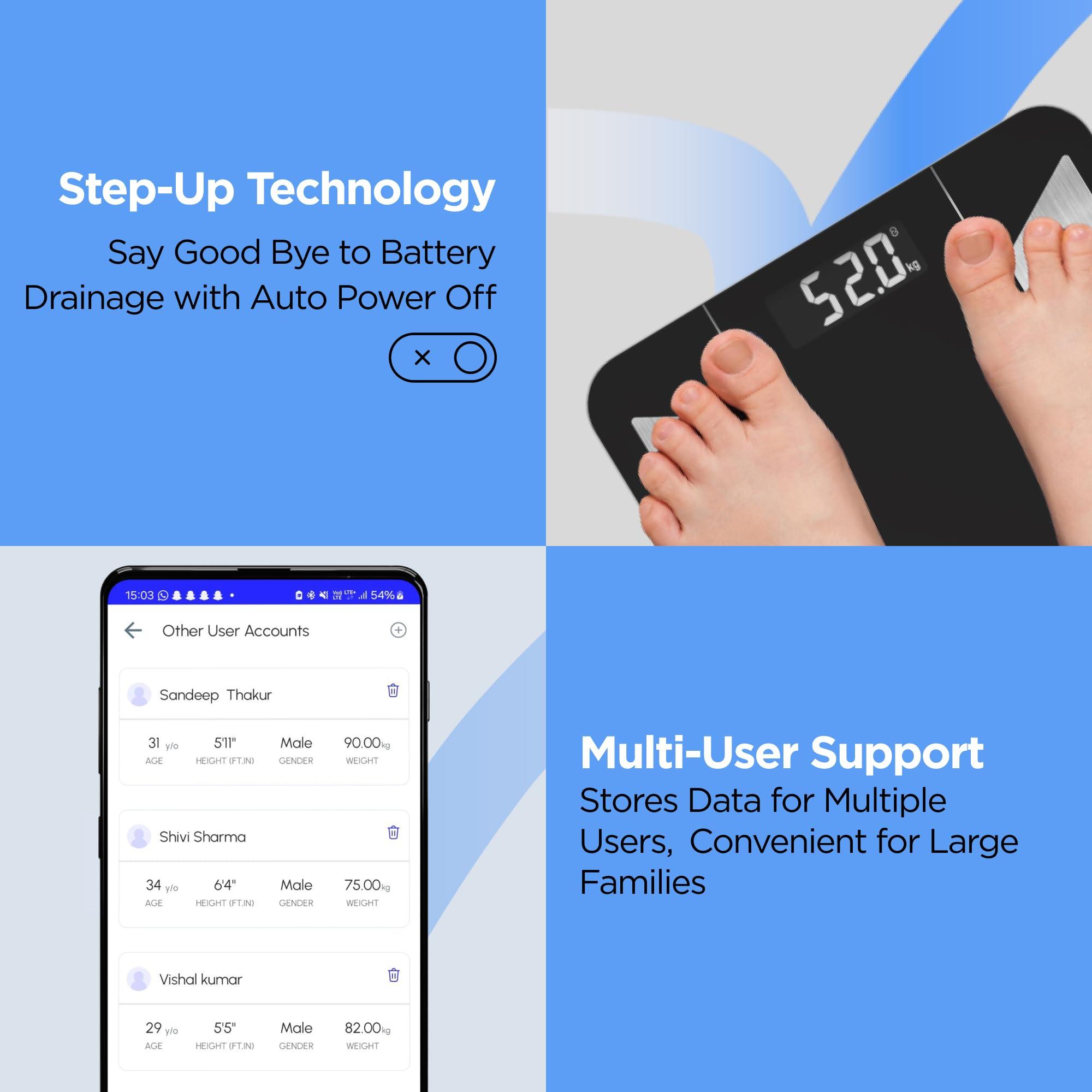 Dr Trust Dr Trust USA Hercules Smart Body Fat Scale & Composition Measurement Device-525, BMI, Personal Weighing Machine Monitor Body Weight & Age, Syncs With Fitness App (Black)