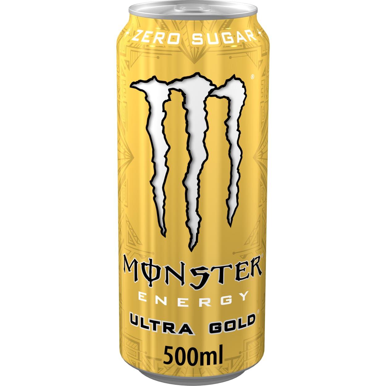 Monster Energy Monster Energy Ultra Gold Carbonated Energy Drink | L-Carnitine + Taurine + Zero Sugar, 16.91 fl oz / 500 ml