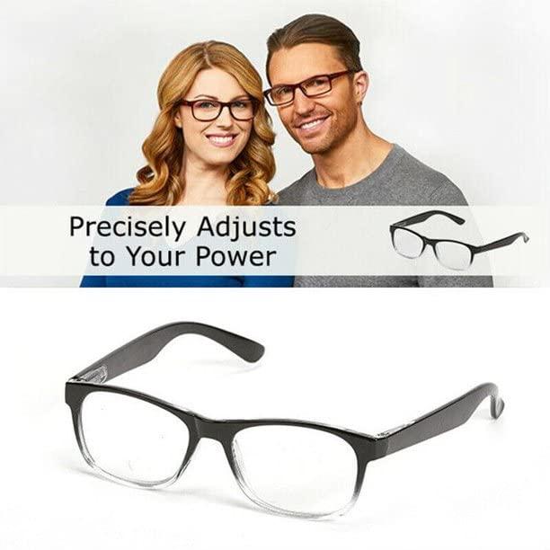 Petri One Power Reading Glasses for Men Women Multi Flex Focus Dial Vision Auto Adjust Glasses From .5X to 2.5X For Small Print (Round), Round, One Size