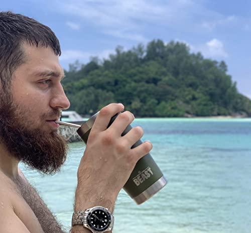 Greens Steel Stainless Steel Straw Set - Reusable Pack of 2 Curved & 2 Wider/ Straight Straws - For Smoothies, Coffee & Drinks - Cleaning Brush Included - Eco-Friendly Solution by Greens Steel (4, Medium)