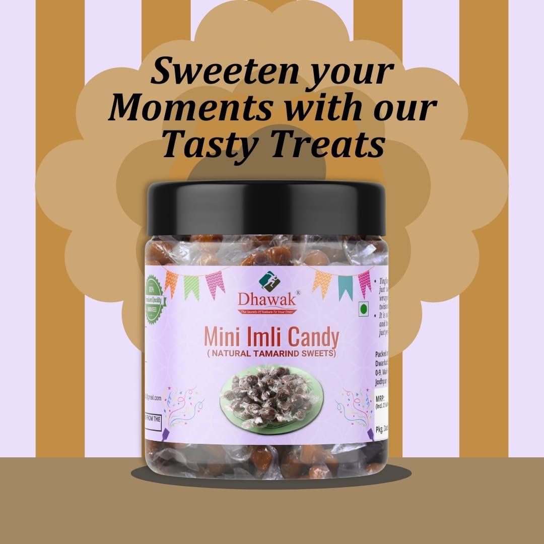 DHAWAK Dhawak Imli Candy, Khatti, Methi Imli, Tamarind Twist Candy 250 gms, Tamarind Candy [Jar Pack]
