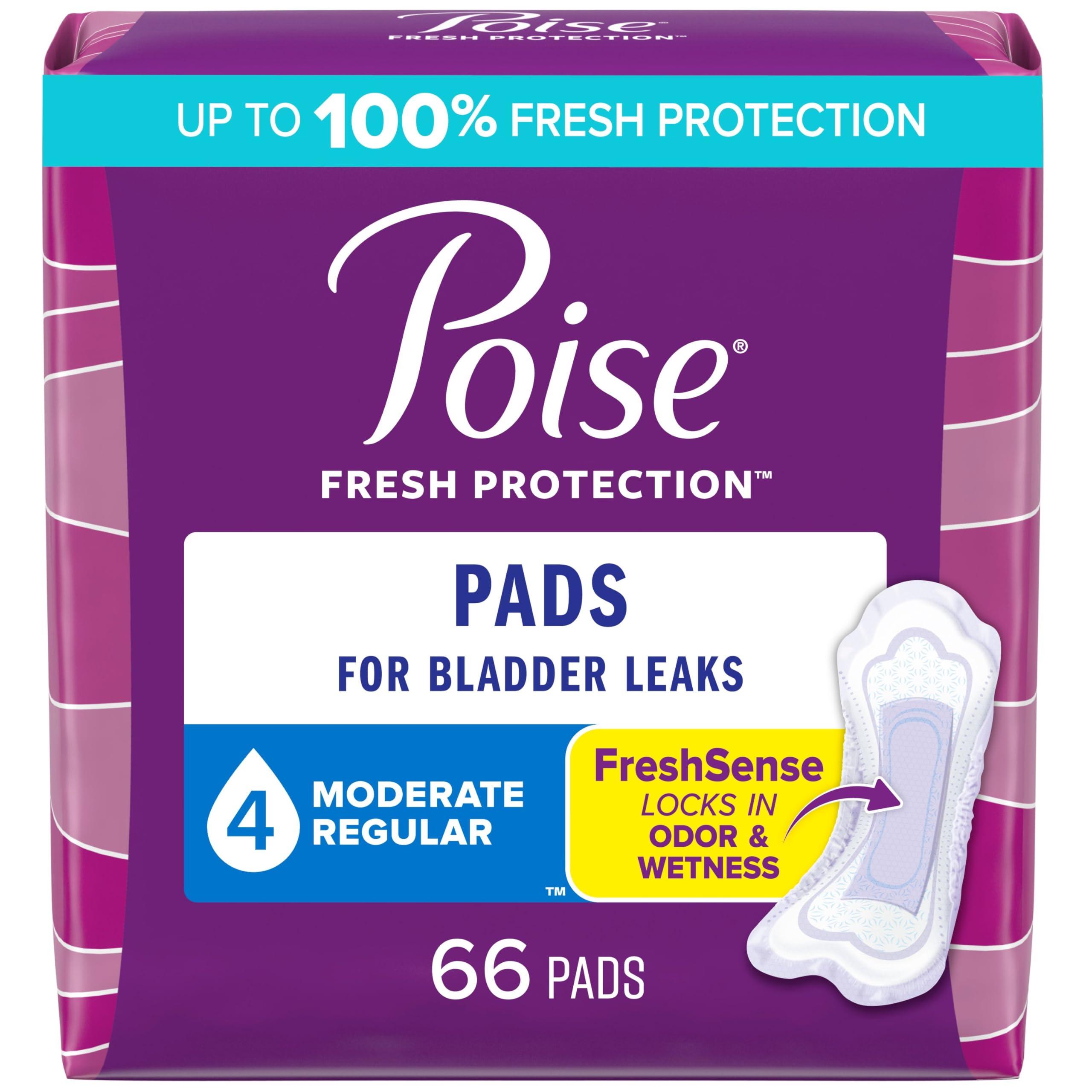 Poise Poise Incontinence Pads, Moderate Absorbency, Regular, 66 Count