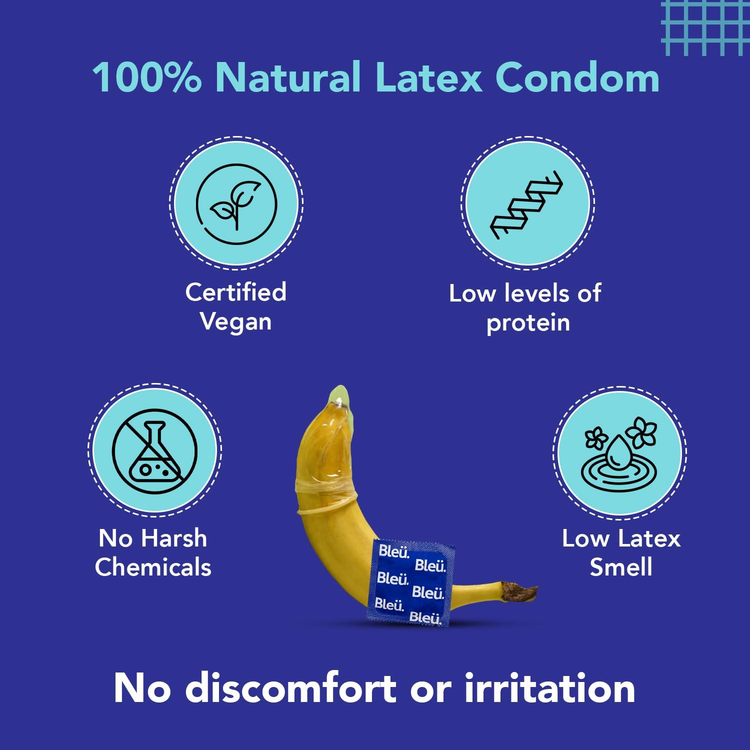 Bleu Bleu Natural Latex No Glycerin -No Paraben - Ultra Thin and Dotted Condom Combo(1 Pack each)