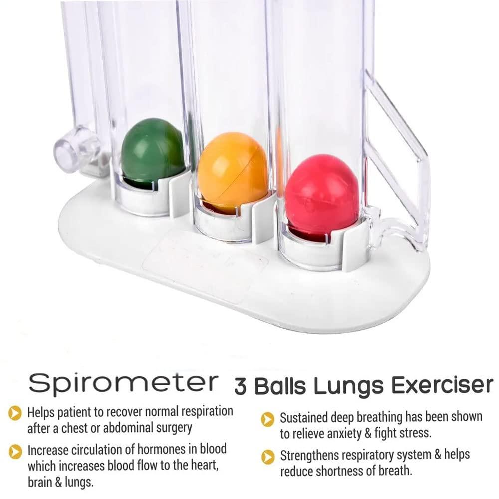 Doctist Doctist Lung Exerciser Respiratory Spirometer for Breathing Exercise Respirometer Washable Hygienic & Detachable Breath Measurement System 3 Ball Respiratory Exerciser 1 Pack
