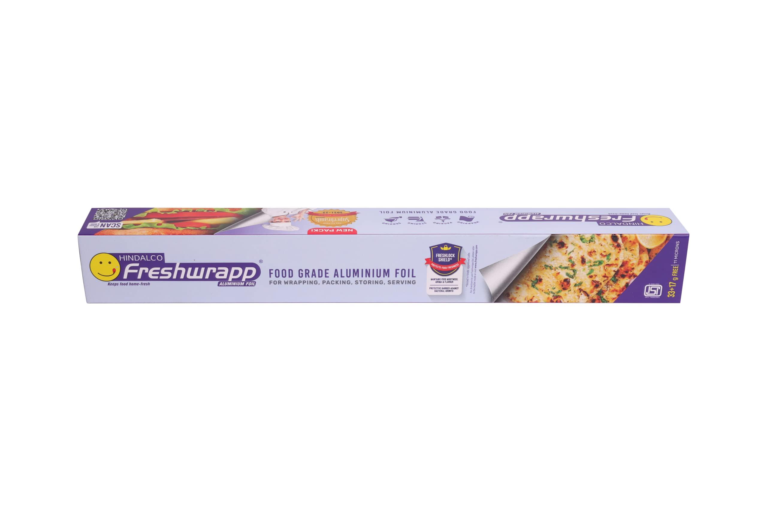 Freshwrapp Hindalco Freshwrapp Aluminium Foil 33 Grams + 17 Grams, 11microns (Pack of 6) | Food Packing , Wrapping, Storing and Serving