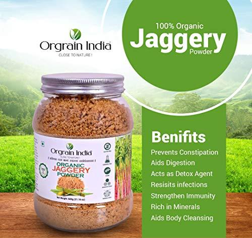 Orgrain India Orgrain India Organic Jaggery Powder, 1.2 Kg (Pack of 2*600g) | Hand Crushed Gur Powder | Organically Grown | No Preservatives Added | No Artificial Flavors