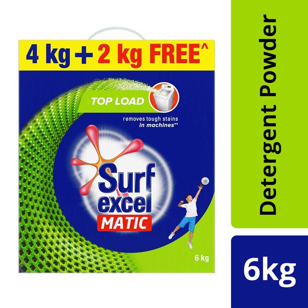Surf Excel Surf Excel Matic Top Load Detergent Powder, 2 kg & Matic Top Load Detergent Powder - 4 Kg with Free 2 Kg Combo