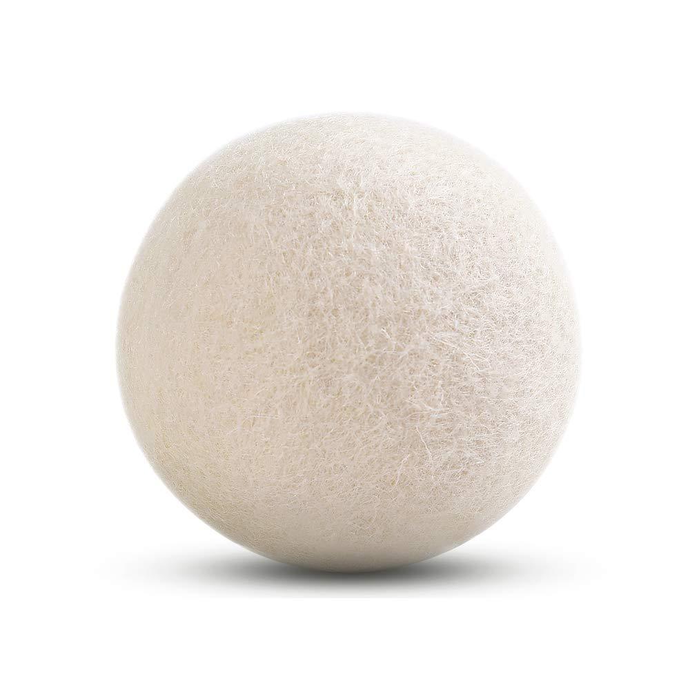 Wantell Wool Dryer Balls 6-Pack XL Laundry Dryer Balls Reusable Natural Fabric Softener New Zealand Organic Wool Handmade Reduce Wrinkles & Shorten Drying Time by WANTELL (White, XL)