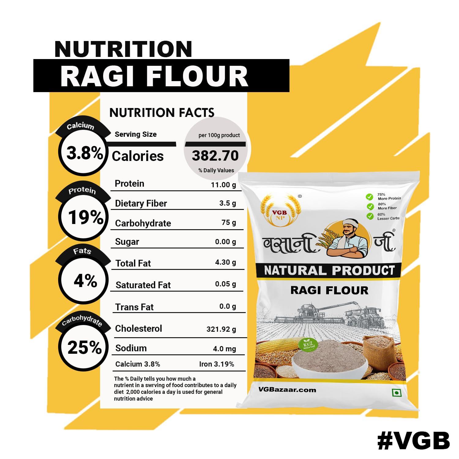 VGBNP VGBNP 100% Natural & Original Finger Millet Flour Kezhvaragu (Ragi Flour) Pure Nachani ka Aata (sprouted ragi flour|ragi huri hittu| Mandia) Healty Flour Fibre Rich/immunity builder-2kg.