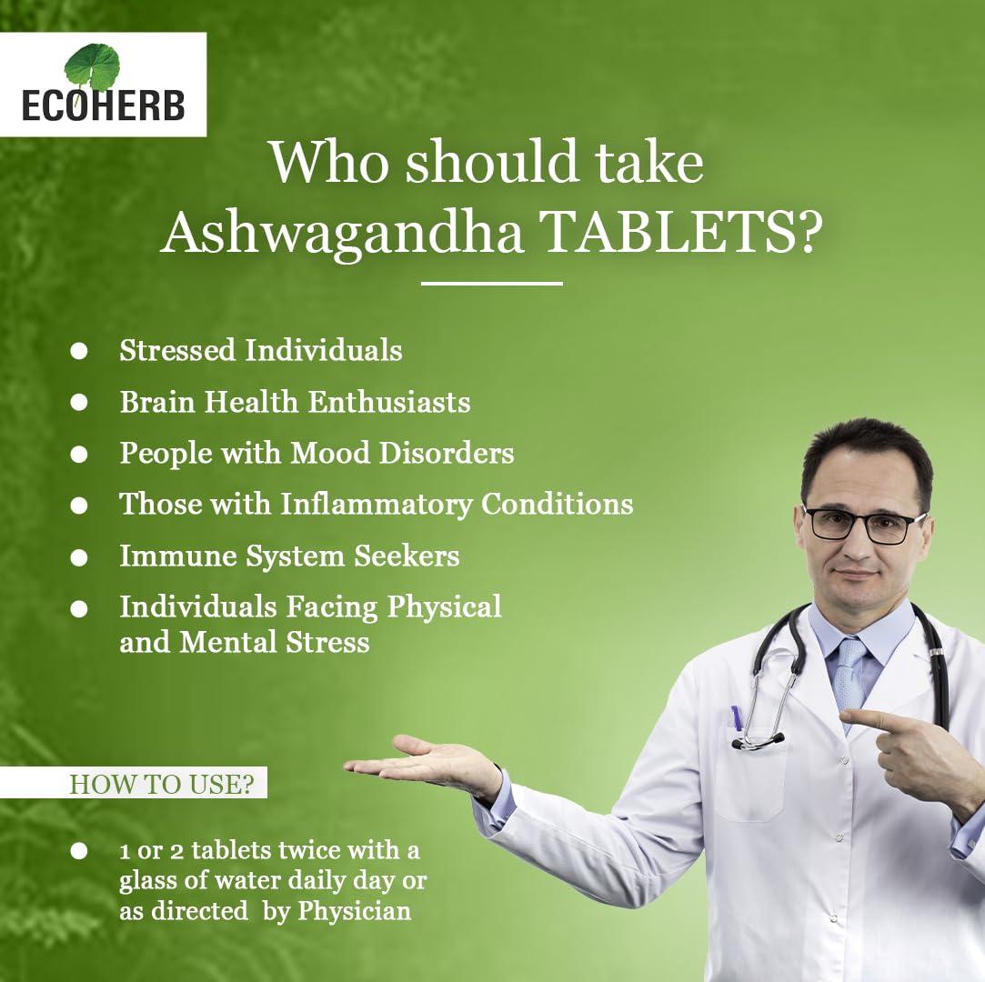 ECOHERB ECOHERB Ashwagandha Tablets I Immunity booster I Antioxidant I Rejuvenate mind & body | 60Tablets