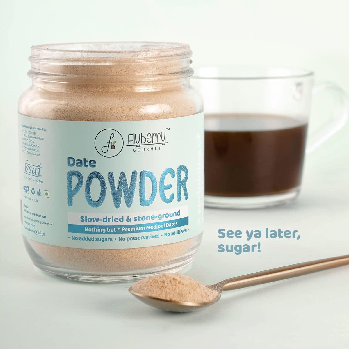 Flyberry Gourmet Flyberry Gourmet Dates Powder - 50g | Dried Dates powder | Finely Ground Kharik Powder | Delicious Alternative to Sugar | Best For Kids & Adults | No added Preservatives | Natural Sugar | No added Sugar