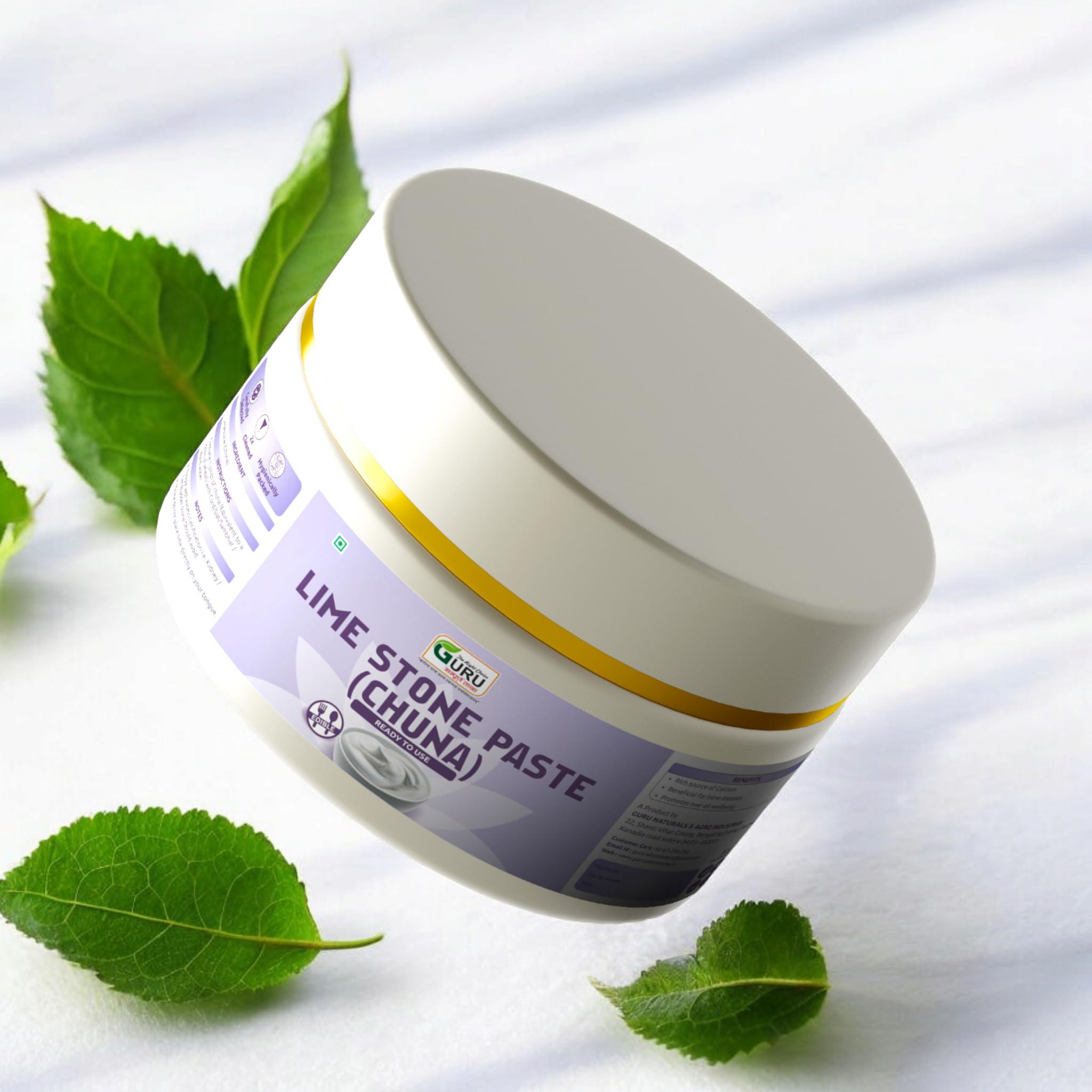 GURU SAMPOORNA TAAJA GURU Lime Stone (Chuna) Edible | 150 gm | Good For Health, Paan Chuna Paste