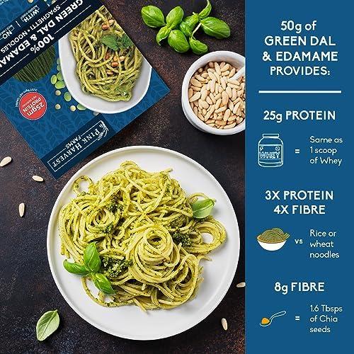 Pink Harvest Farms Pink Harvest Farms Green Dal & Edamame Spaghetti Noodles | No Rice - No Maida | Vegan | Gluten Free | High Protein | 3 x 200gm Pack