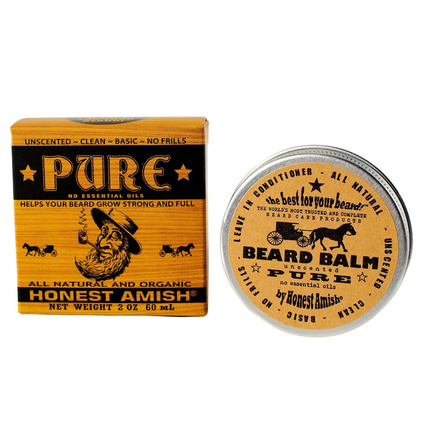 Honest Amish Honest Amish - PURE - Fragrance Free Beard Balm - All Natural - 2 ounce