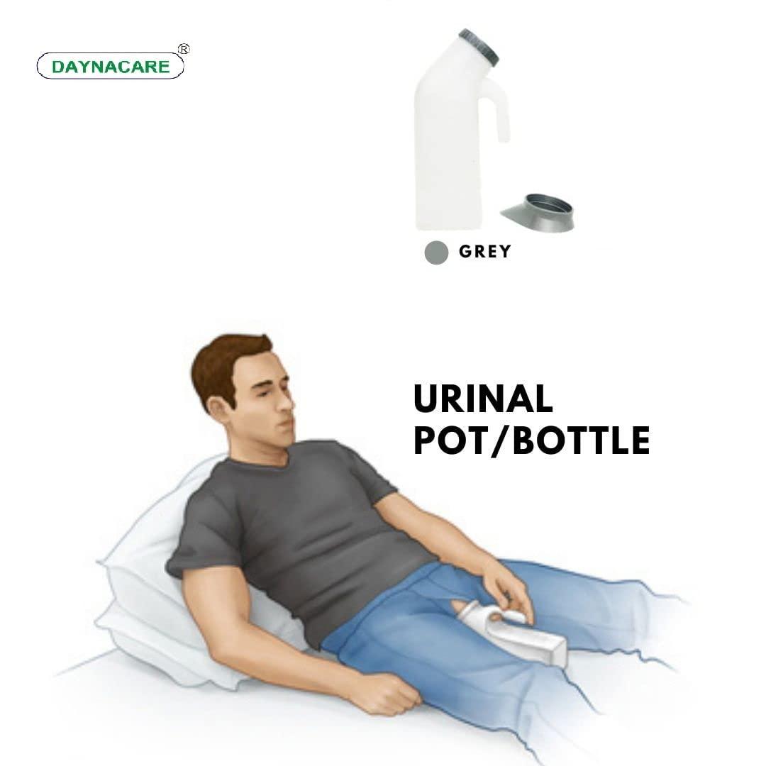 DAYNACARE Daynacare Urine Pot Urinal Bottle for Male and Female Urine Collector for Bed Sick Patient 2 in 1 -1000 ml White (Pack of 3 Pcs)