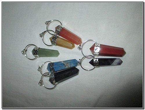 Jet International Crystal JET Spectacular Double Terminated Chakra Pencil Point Pendant Set With 40 Page Free Booklet on Jet International Crystal Therapy Gemstone Healing Reiki - 7 Stones