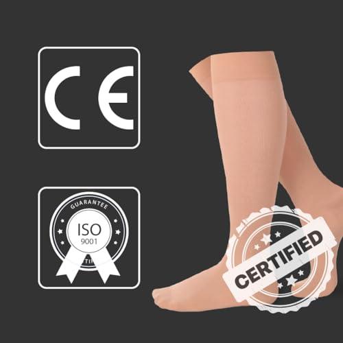 Healthshine Healthshine Class 2 Medical Compression Stocking Knee Length | Soothing Relief for Swollen, Tired Legs | Varicose Vein Socks for Men & Women | Pocket-Friendly in Medium Size | CE, ISO Certified