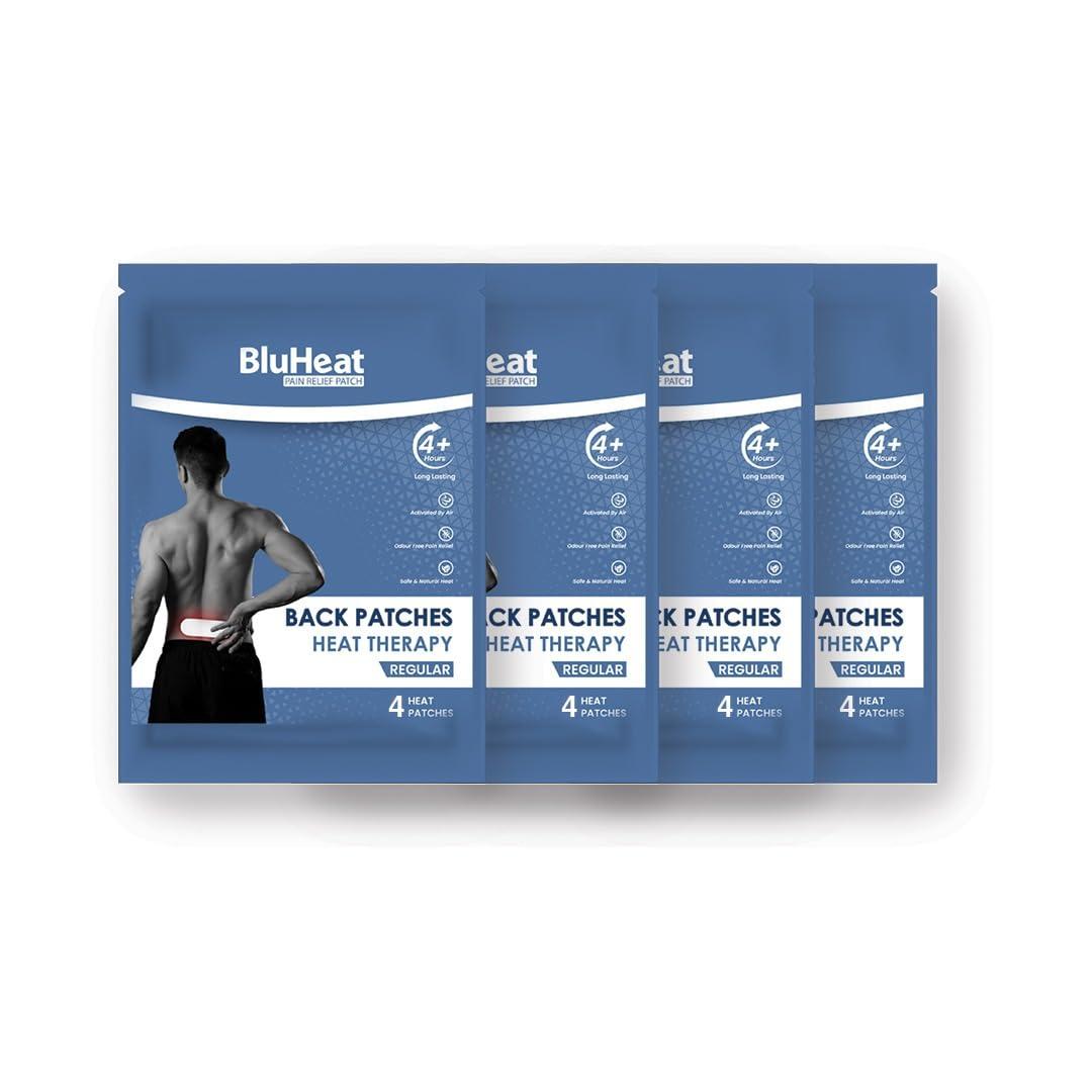 BLUHEAT BluHeat Back Pain Relief Patches 8 Regular Heat Therapy Patches Safe and Natural Odour-Free Air-Activated, Long-Lasting Ultimate Substitution for Hot Water Bags for All Skin Types