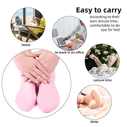 N+A Moisturizing Gloves&Socks, Silicone Gel Gloves for Dry Skin, Cracked Hands and Foot, Full Finger Waterproof Gloves for Hands Foot Care SPA (Pink, Socks)