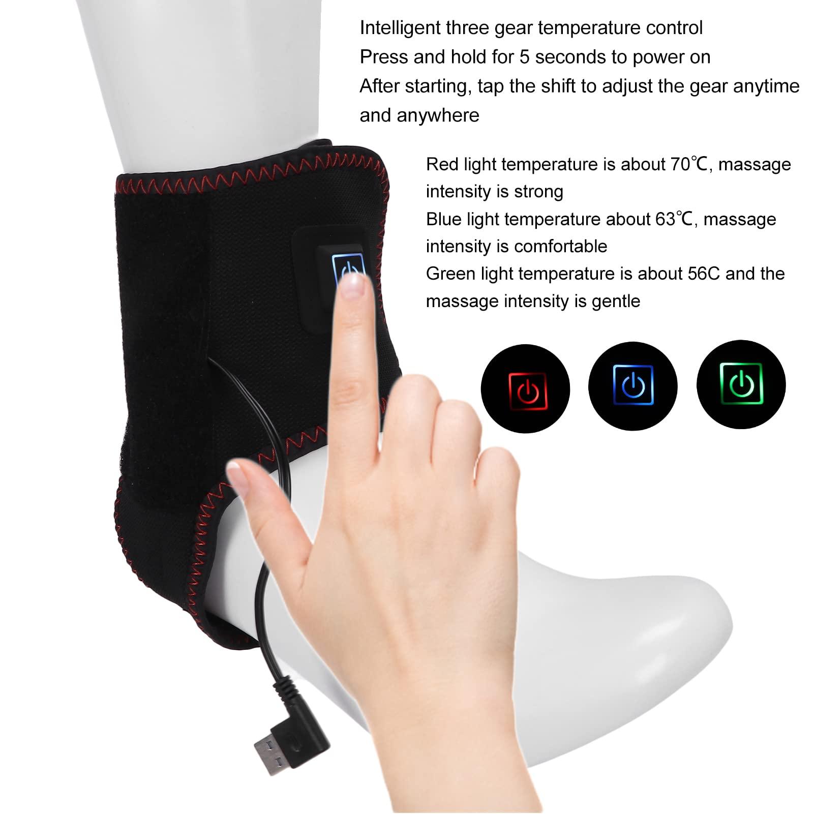 Jaerb Heated Ankle Support Wraps Hot Therapy Foot Wrap 3 Gears Temperature Pain Relief Soothes Stabilizing Pot Ligaments Fasciitis