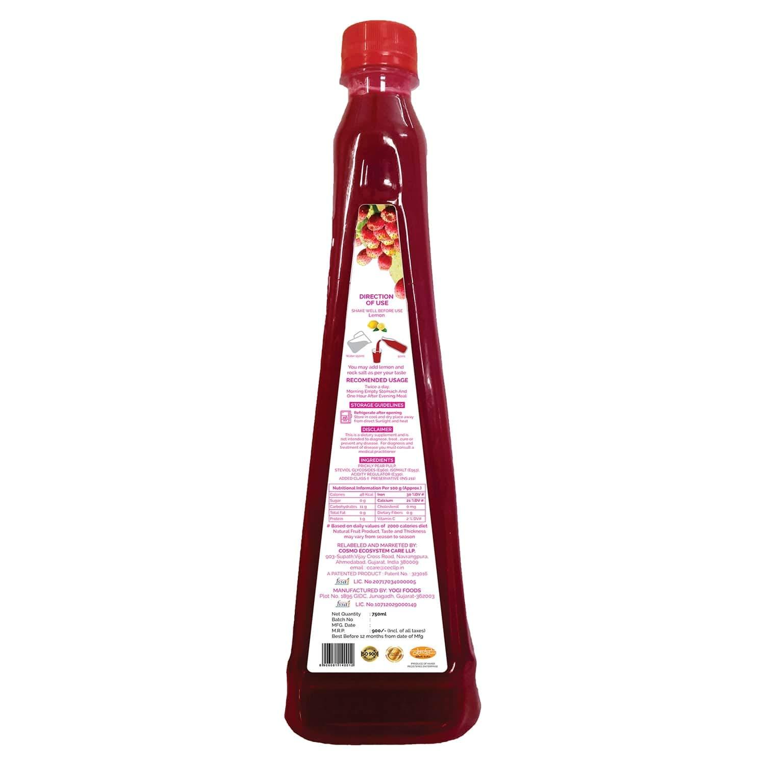 HB+ HB+ Prickly Pear Fruit Juice for Healthy Pregnancy & Chemotherapy, No Added Sugar, Sweetened with Stevia, Red, (Pack of 2)