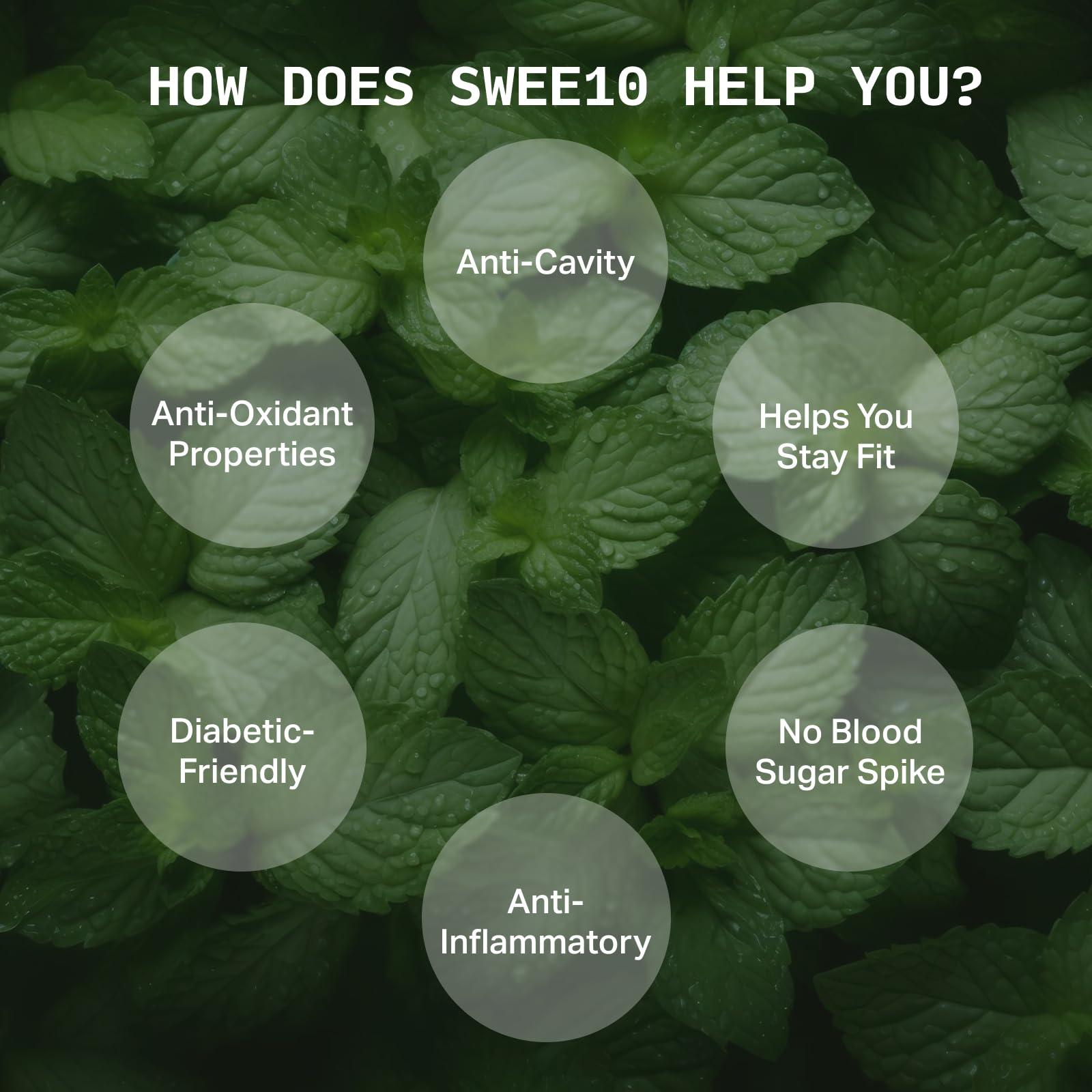 SWEE10 Swee10 Natural Stevia Sweetener - Zero Calorie Sugar Substitute for Low Sugar, Low Carb Diets - Vegan, Non-GMO Powder for Hot & Cold Drinks, Making Coffee & Tea, Cooking & Baking 90g Sachet Box