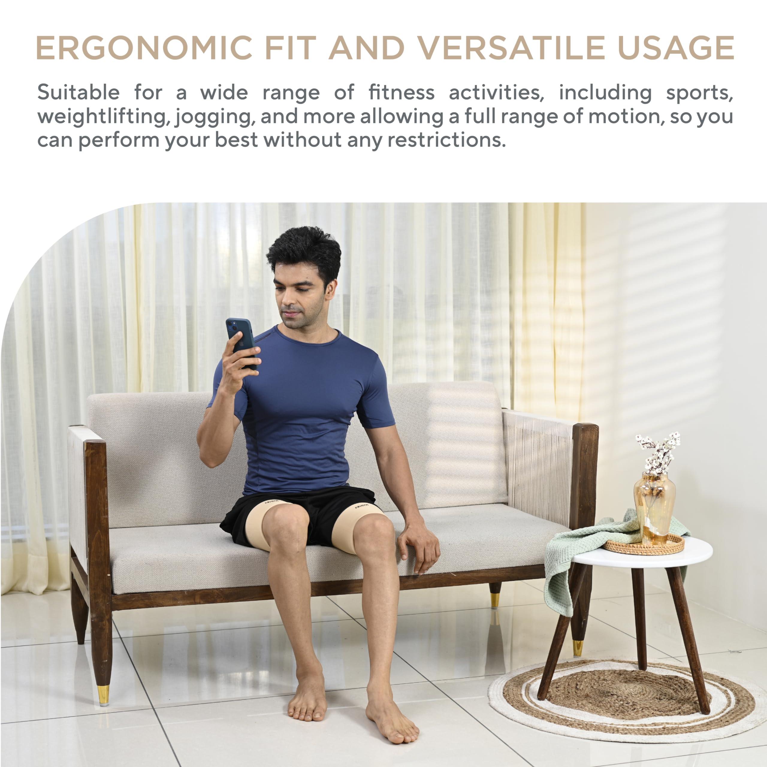 FOVERA FOVERA Thigh Support,Thigh Compression Sleeve for Quad and Hamstring Support for Men and Women (Size - M, 1 Pair)