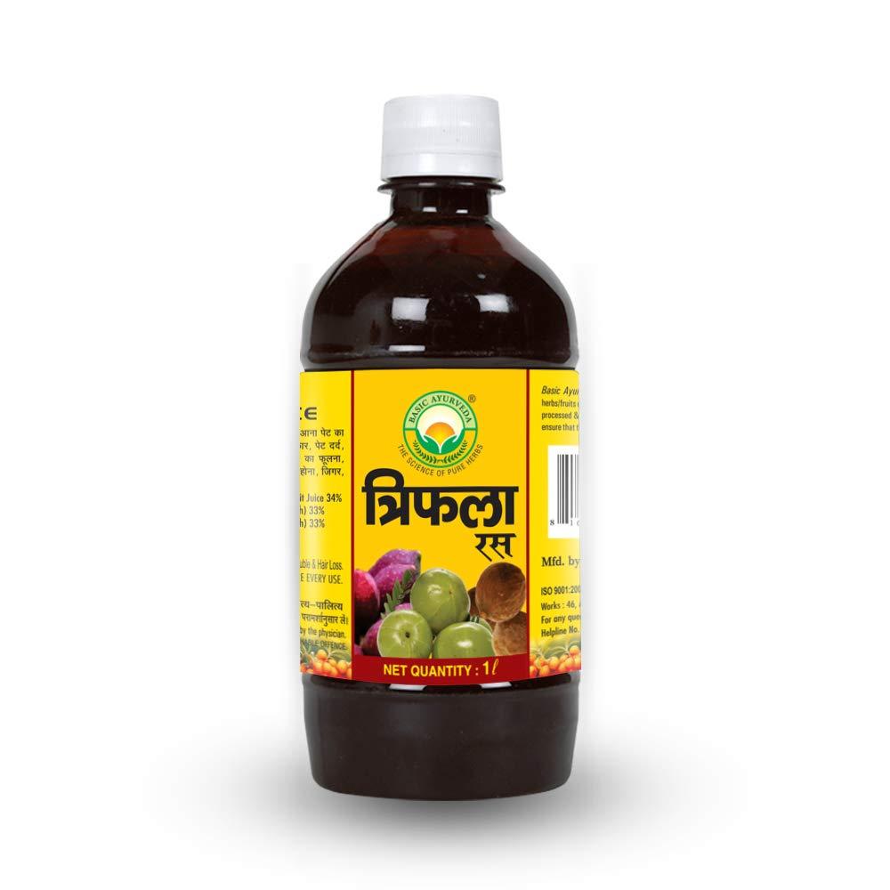 BASIC AYURVEDA BASIC AYURVEDA Triphala Ras (Juice) 1000 Ml | Ayurvedic Supplements For Digestive Health | Pleasent Natural Taste First Press Virgin Juice | Prepared From Fresh Harad, Baheda, and Amla
