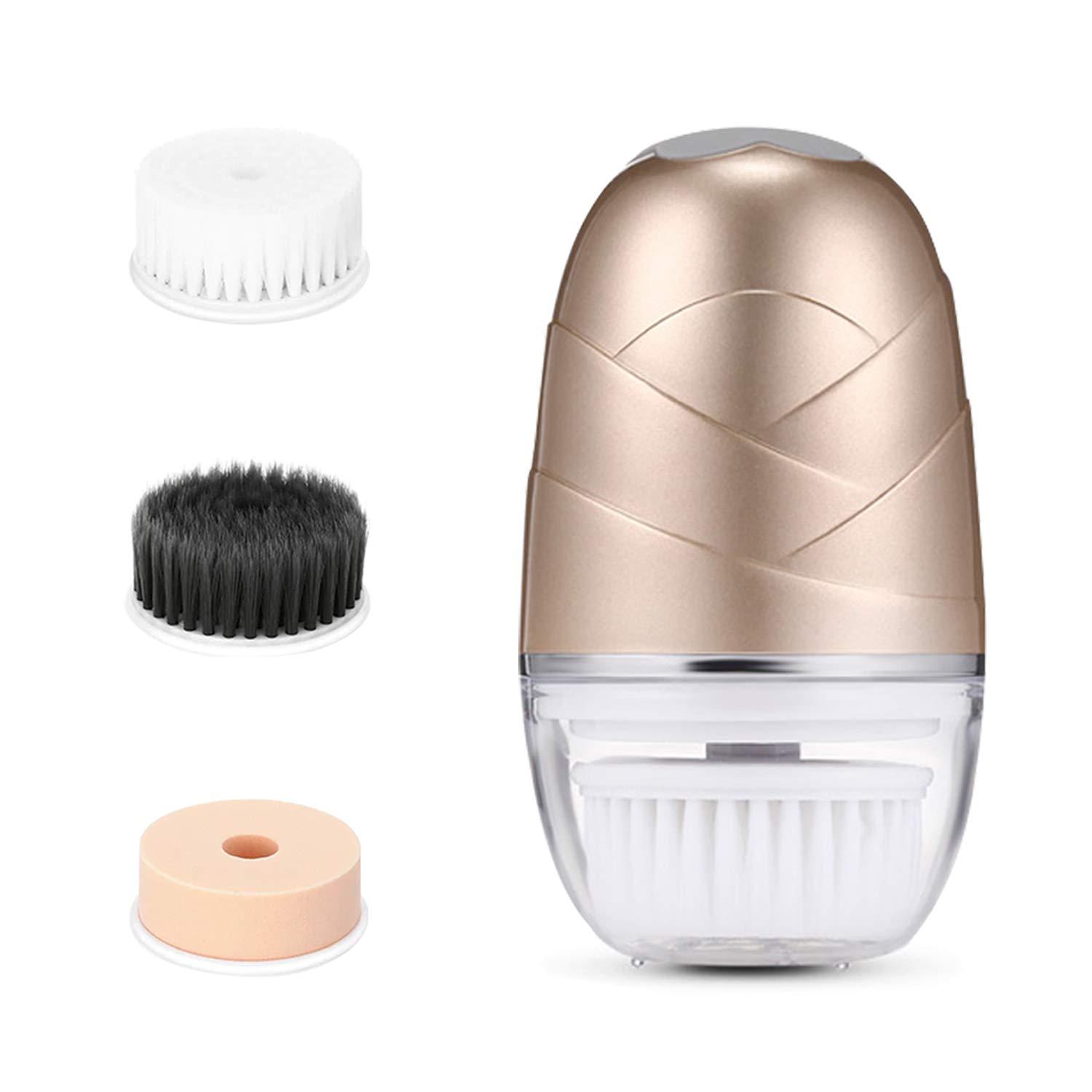 Lifelong Lifelong LLM720 Rechargeable Face Cleaning Massager with 3 in-1 Detachable Heads, 2 360 Speed Rotations, Golden & Lifelong LLM126 Electric Portable Face Cleanser and Massager Brush with 4 Brush Heads