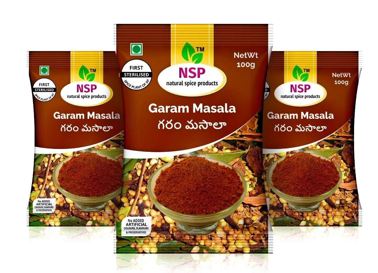NSP natural spice products NSP Natural Spice Products Garam Masala | Naturally Processed with Natural Oils |Blended Spice for Authentic Taste and Colour |3x100gm (Pack of 3, 100g Each)