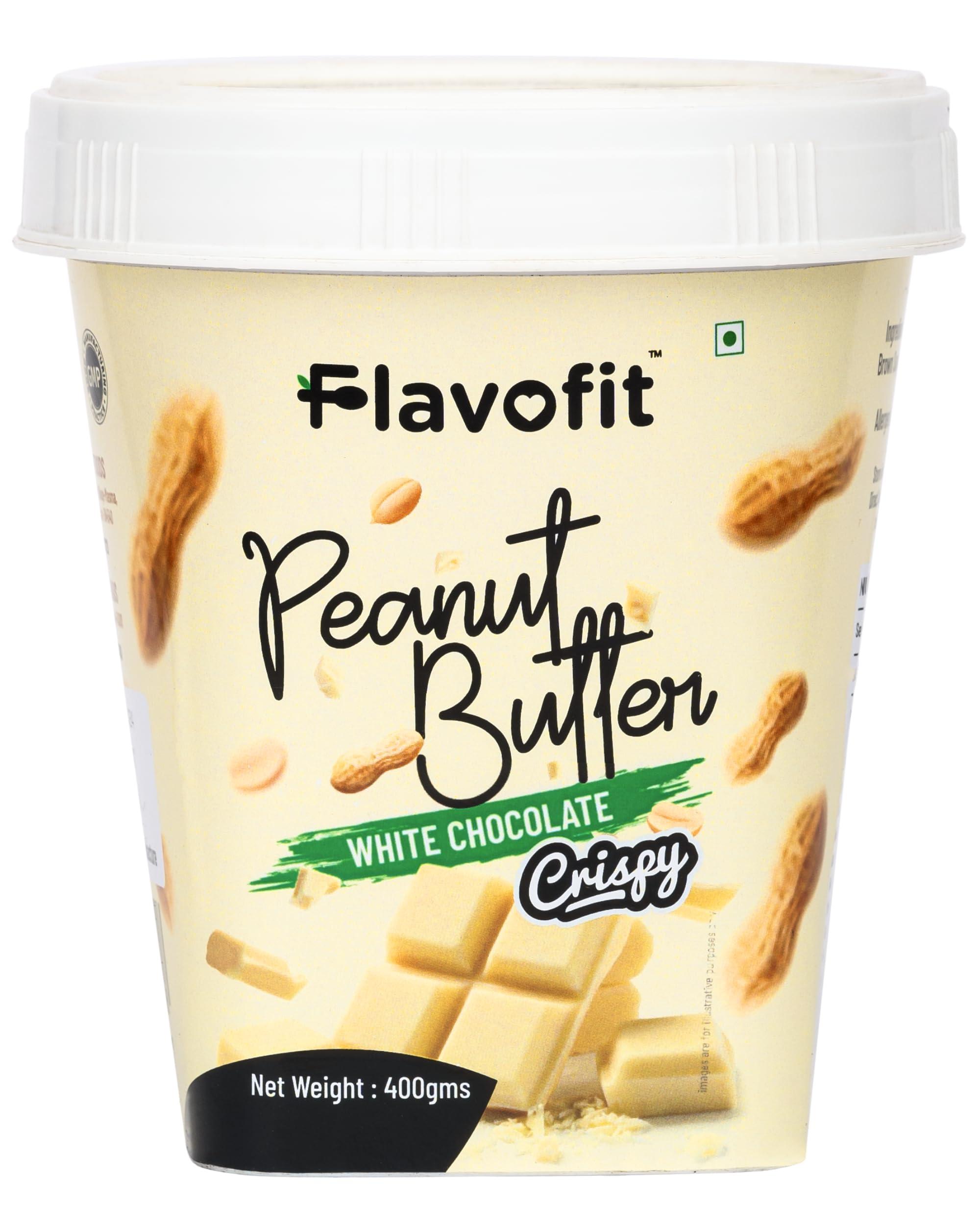 Flavofit Flavofit Crispy White Chocolate Peanut Butter 500g | 24g Protein | Healthy & tasty | Vegan | Cholesterol & Trans fat free