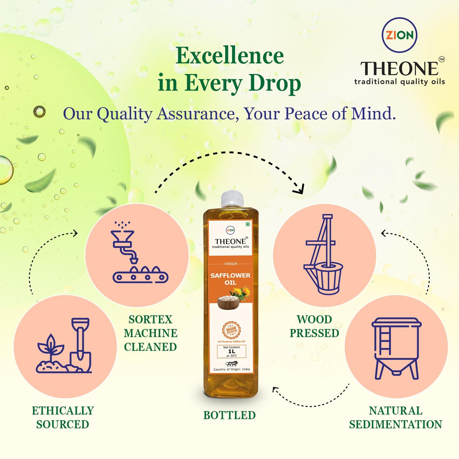 THEONE THEONE Safflower Oil | Wood Pressed (Lakdi Ghani/Kolhu/Chekku) Method | Virgin | Kusube Enne, Kusum ka Tel | Daily Cooking & Healthy Oil | Chemical Free | THEONE - traditional quality oils (200 mL)