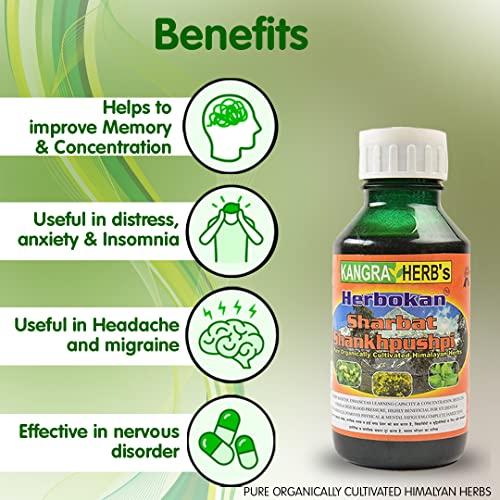 Kangra Herb Kangra Herb Herbokan Sharbat Shankhpushpi 500ml, 100% Pure Organically Cultivated Himalayan Herbs Promote Proper Liver Functioning and Other Digestive Problems