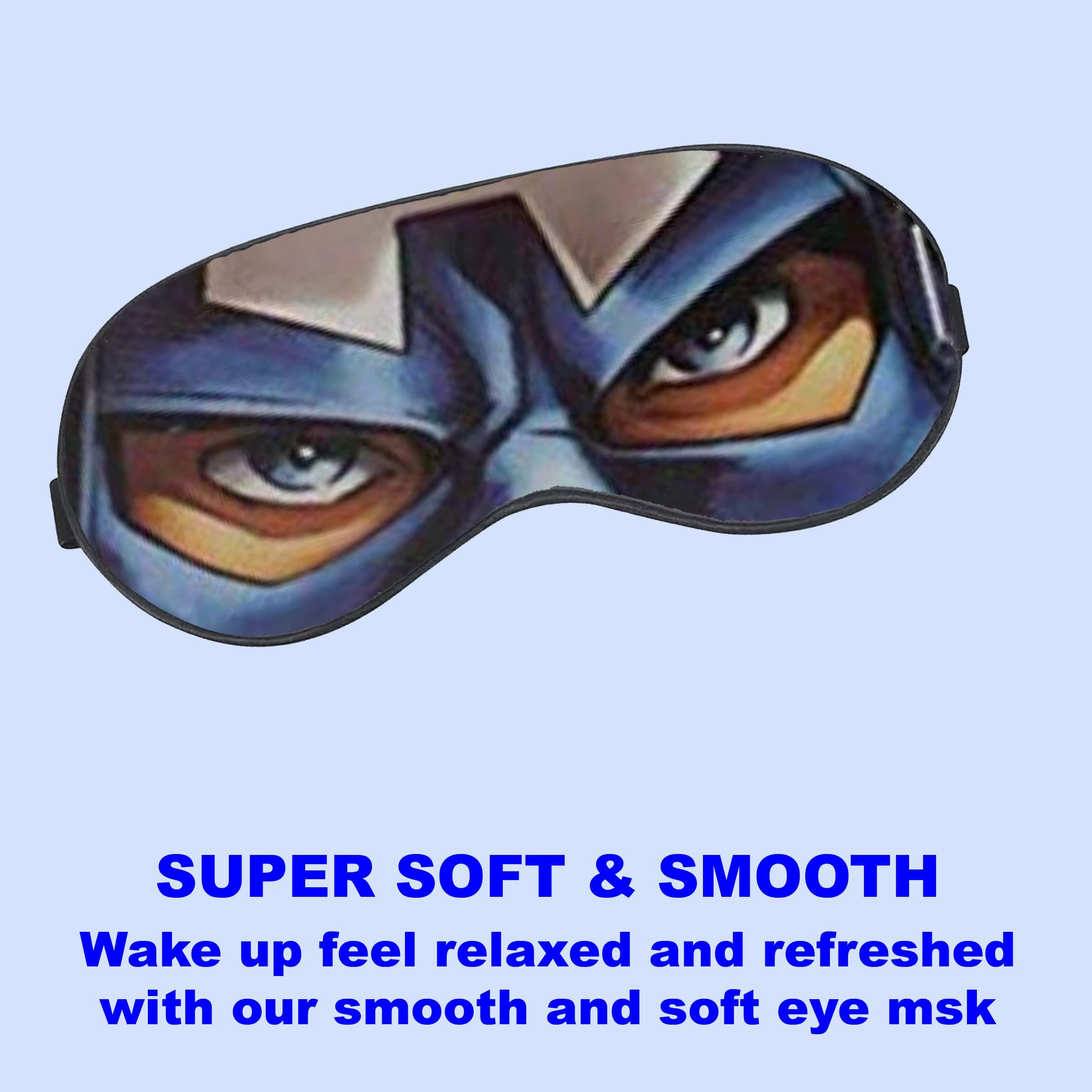 CC ENTERPRISES CC ENTERPRISES Sleep Mask - 100% Blackout Eye Mask - Zero Eye Pressure- Possible Rest - Perfect Sleeping Mask for Light Sleepers, Travelers, Midday Nappers For Avengers Lover Captain America Design