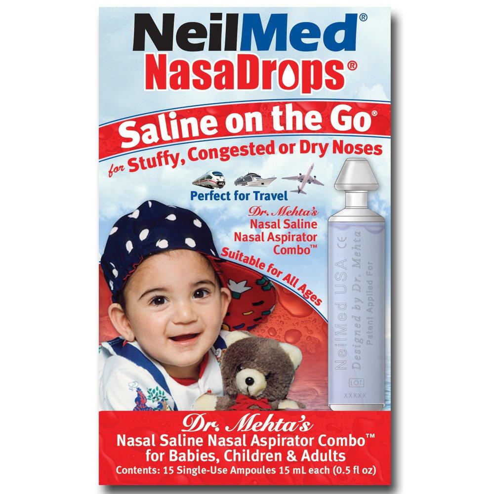 NeilMed Neil Med Nasa Drops Saline Vials, 15 Single-Use Ampoules, 0.5 Fl Oz